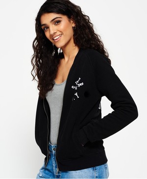 Superdry East Applique 90's Bomber Női Kabát Fekete | QFXSZ6379